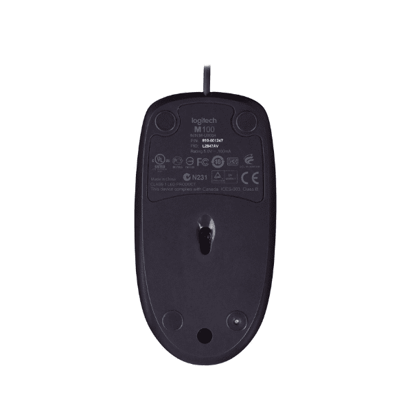 Back Side of Logitech M100 USB Wired Mouse