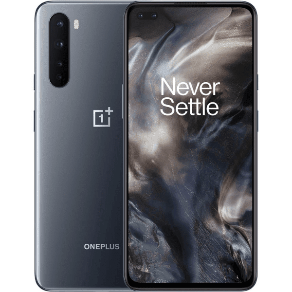 Front & Back View of Gray Onyx OnePlus Nord 5G