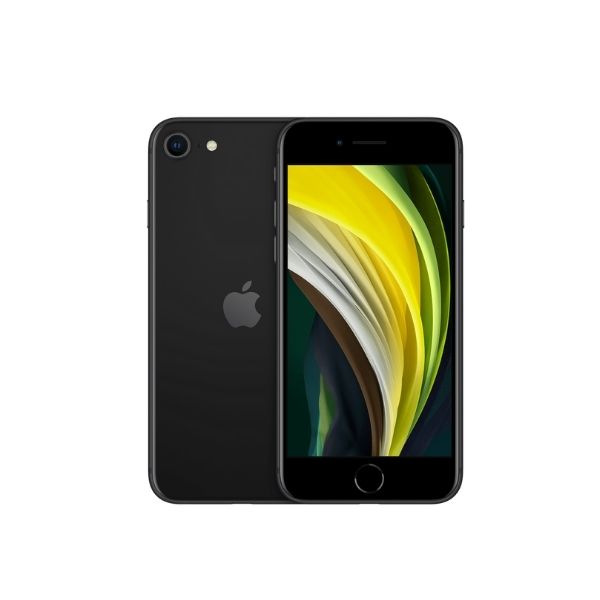 Front & Back View of Black Apple iPhone SE-2020 128GB 4.7" Retina Display Nano+eSIM