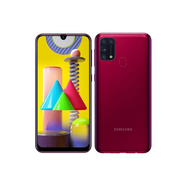 Front & Back View of Red Samsung Galaxy M31