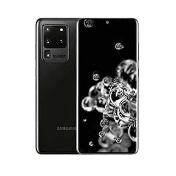Front & Back View of Phantom Black Samsung Galaxy S20 Ultra 5G
