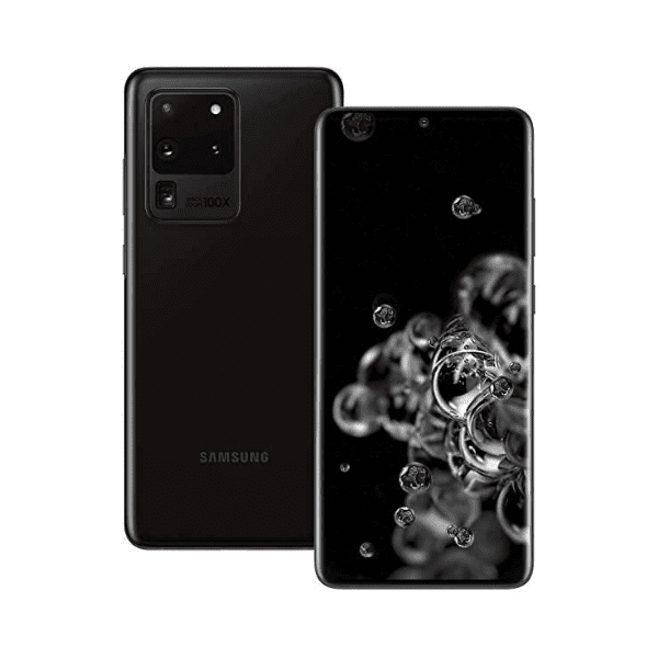 Front & Back View of Phantom Black Samsung Galaxy S20 & S20 Plus