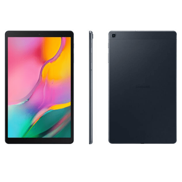 Front, Back & Side View of Black Samsung Galaxy Tab A