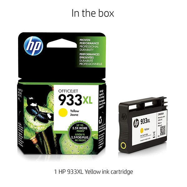 HP 933XL High Yield Yellow Original Ink Cartridge (CN056AE) with Box