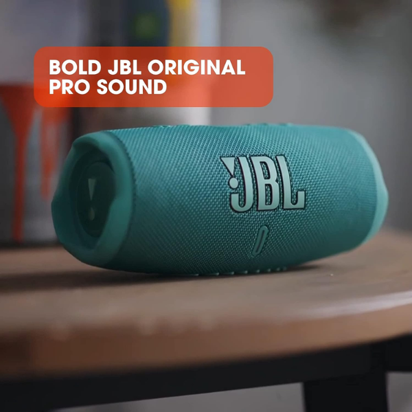 JBL Charge 5, Wireless Portable Bluetooth Speaker Pro Sound, 20 Hrs Playtime, Powerful Bass Radiators, Built-in 7500mAh Powerbank, PartyBoost, IP67 Water & Dustproof (Without Mic, Teal) (2)
