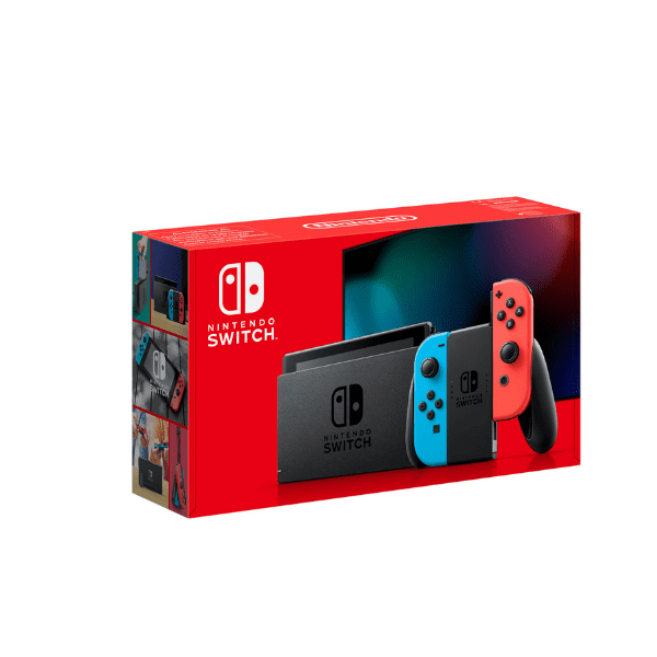 Nintendo Switch with neon blue and neon red controllers – Mojakart 