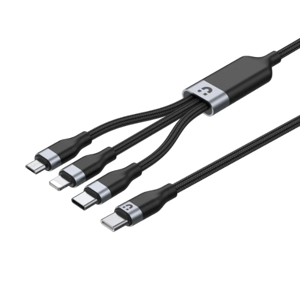 Unitek 3-in-1 USB-C to Lightning USB-C Micro USB Multi Charging Cable in Black