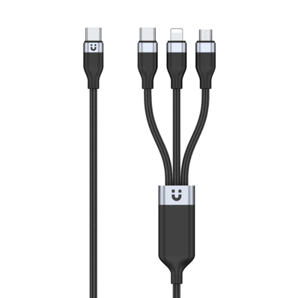 Unitek 3-in-1 USB-C to Lightning USB-C Micro USB Multi Charging Cable in Black