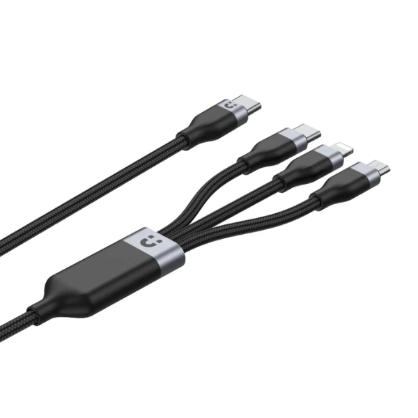 Unitek 3-in-1 USB-C to Lightning USB-C Micro USB Multi Charging Cable in Black