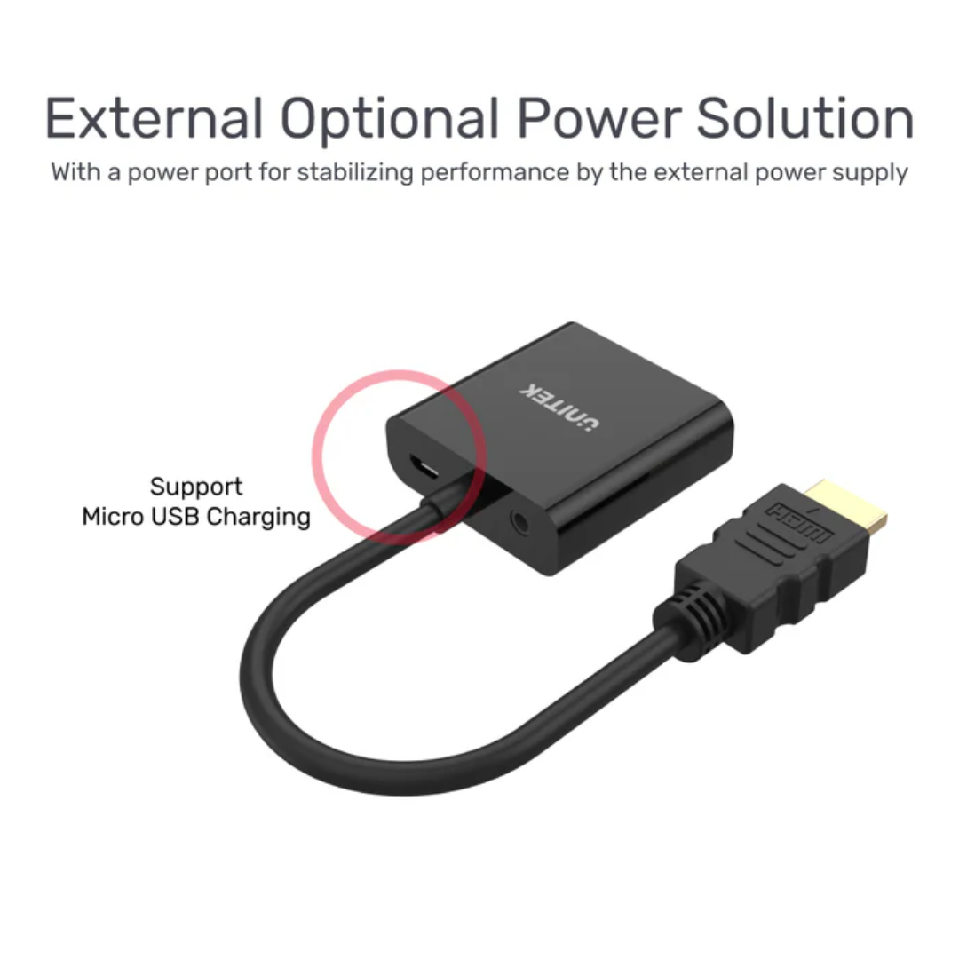 Unitek HDMI to VGA Adapter with 3.5mm for Stereo Audio