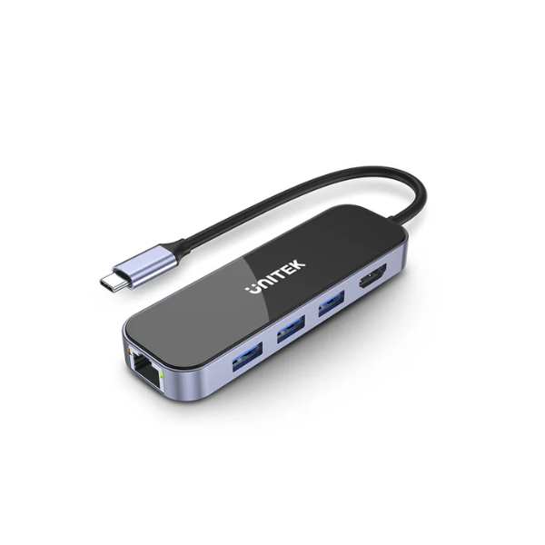 Unitek uHUB H6 Gloss 6-in-1 USB-C Ethernet Hub With HDMI and 100W Power Delivery