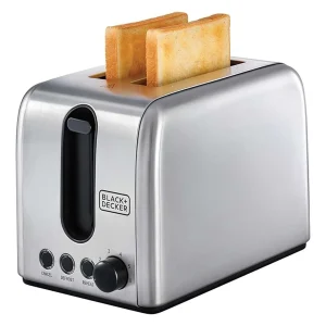 Black+Decker 2 Slice Toaster, 1050 W, Stainless Steel, - ET244-B5