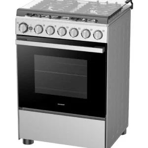 SHARP 60cm Compact Freestanding Catalytic Gas Cooker with 4 Cast Iron Burners & Gas Oven - GN-SM6057B