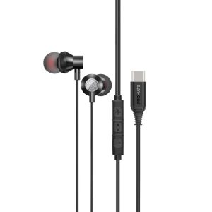 Promate High-Fidelity Wired USB-C Stereo Earphones (Grey) – Type-C In-Ear Headphones