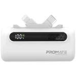 PROMATE POWERUP-DUO.WHITE 5000mAH PowerBank 20W PD with Lightning Connector and Type-C Connector
