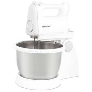 SHARP Bowl Mixer, 3L Stainless Steel Bowl, 2 x Beater, 2 x Hook, 250W - White Finish