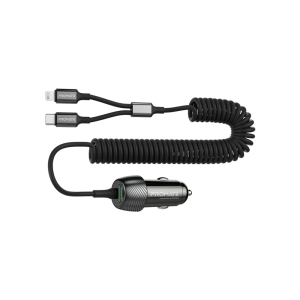 PROMATE Powerdrive-33PDCI 33W Quick Charging Car Charger with USB-C Cable + Lightning • 30W Power Delivery for Smartphones & Tablets • Quick Charge 3.0 for Smartphones