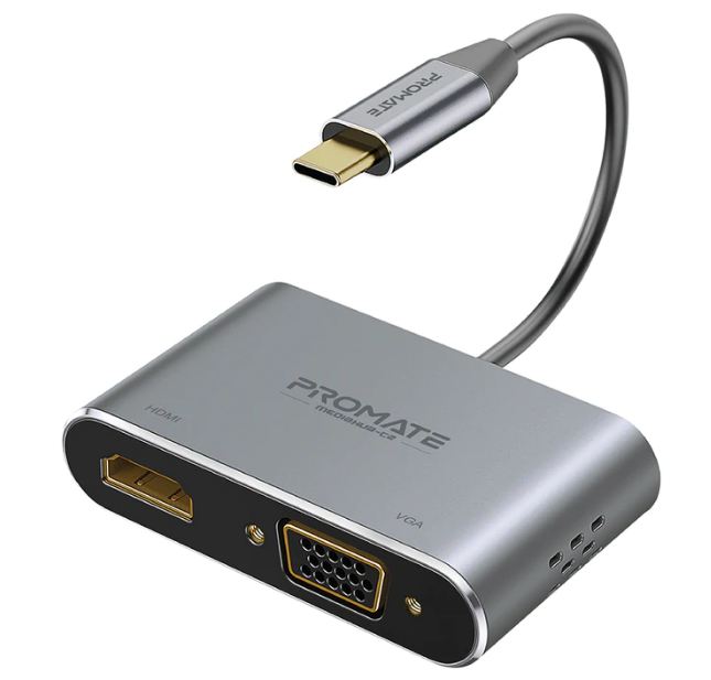 PROMATE MEDIAHUB-C2 USB-C TO 4K HDMI + VGA