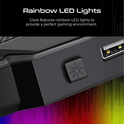 Vertux Glare Quiet Cooling Laptop Stand With Rainbow Led Lights Black - Image 6