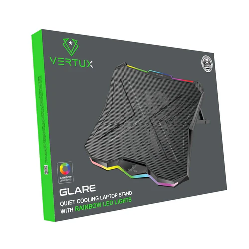 Vertux Glare Quiet Cooling Laptop Stand With Rainbow Led Lights Black - Image 8