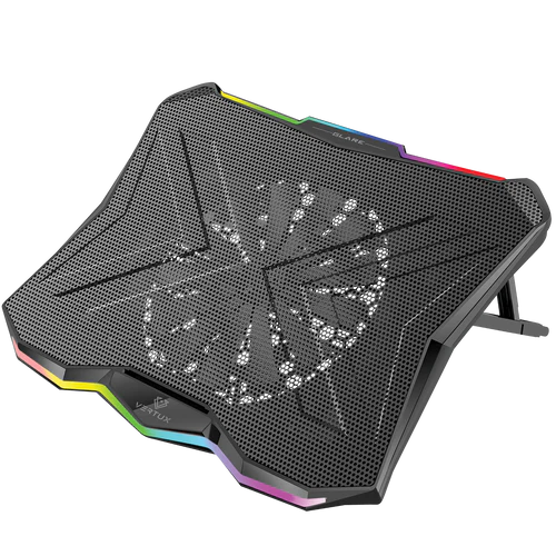 Vertux Glare Quiet Cooling Laptop Stand With Rainbow Led Lights Black