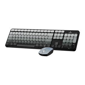 Volkano Prism Series Wireless Keyboard & Mouse Combo (VK-20248-GR) – Bluetooth + 2.4GHz, Rechargeable, Grey